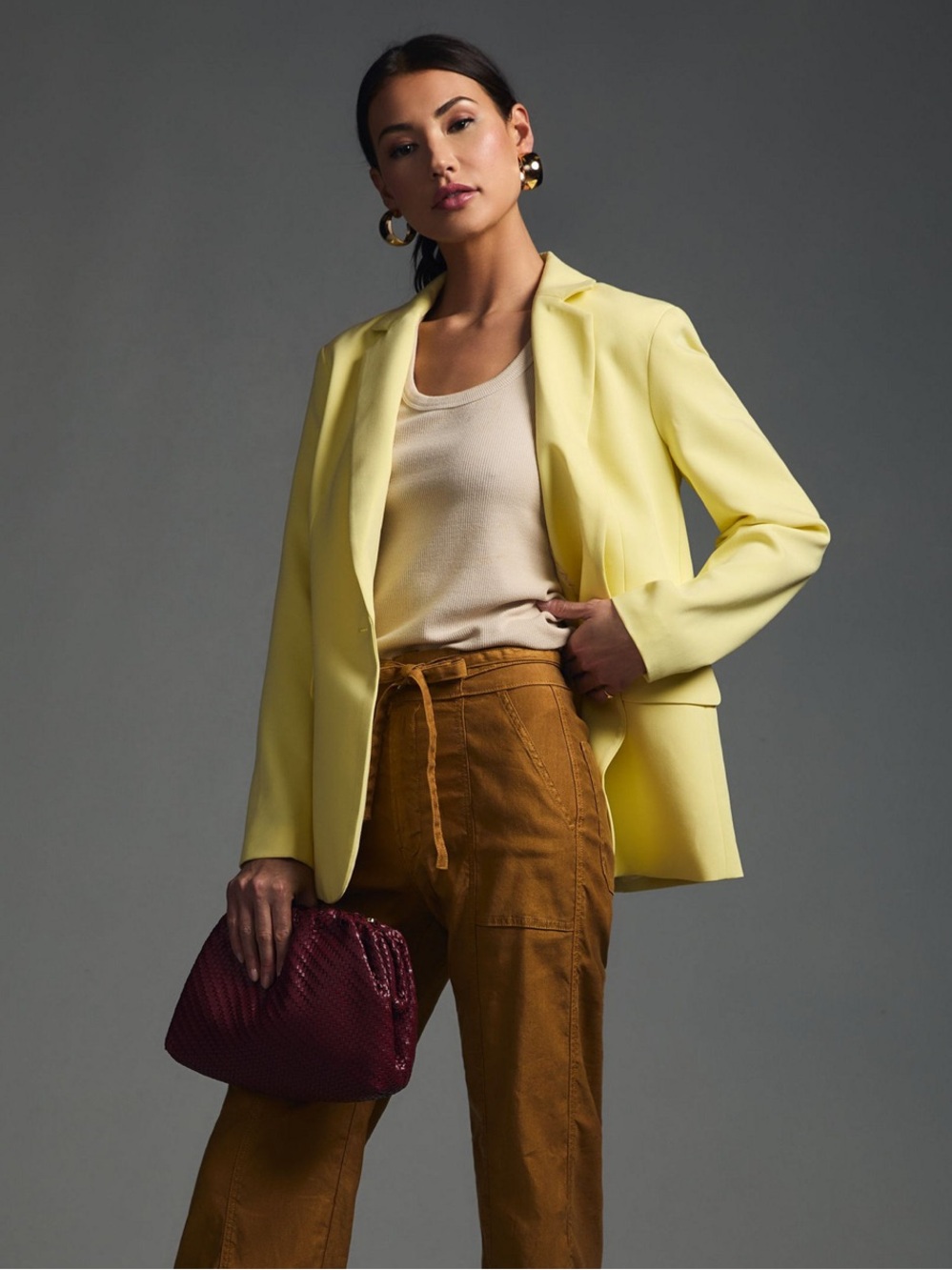 Mauve by Anthropologie Button-Back Blazer Butter Yellow size Small